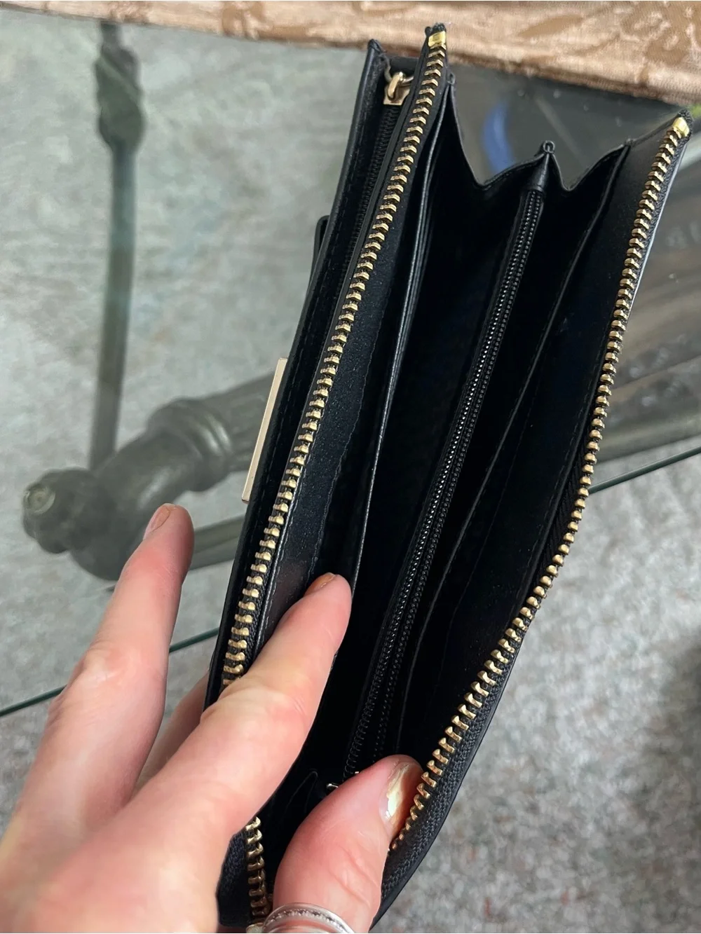 kate spade Black Leather Wristlet Clutch with Bow Accent